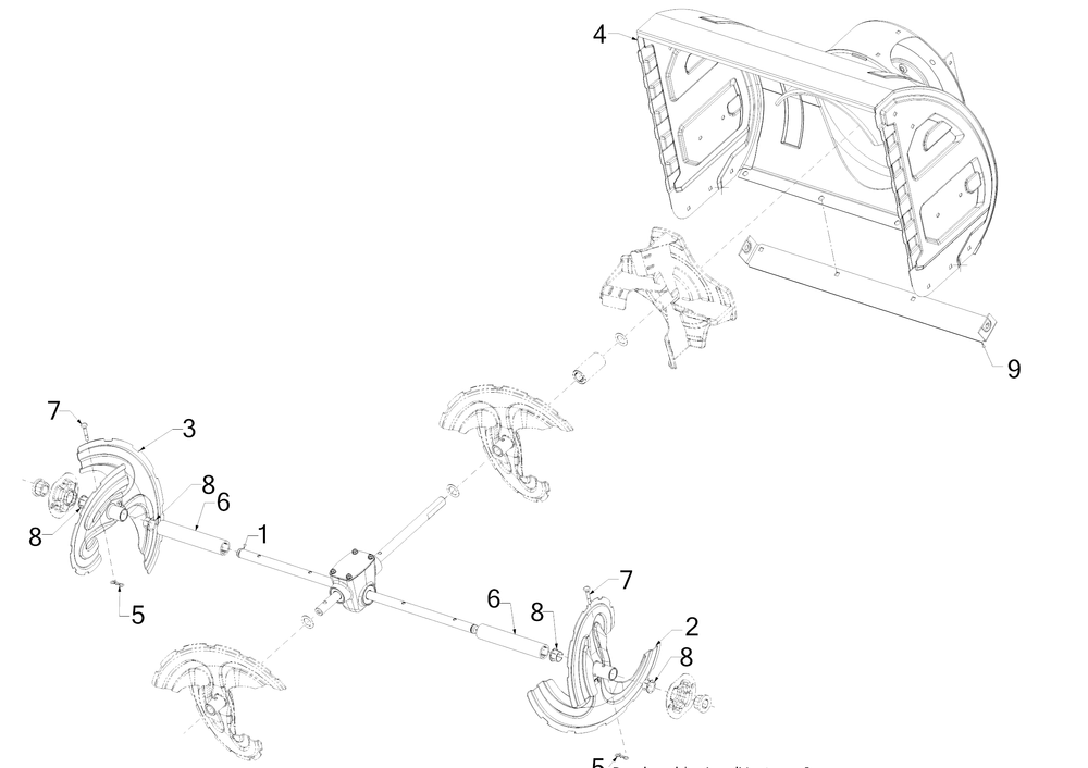 Auger Housing Diagram and Parts List for 3X26-INCH (31AH5JVAB56)(2023) Cub Cadet Snow Blower